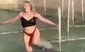 Девушка в фонтане. Скрин видео telegram-канала Don Mash