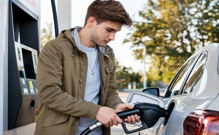 Автозаправка. Изображение сгенерированные нейросетью GigaChat