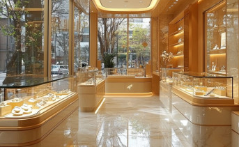 Салон ювелирного магазина. Фото сгенерировано нейросетью Midjourney