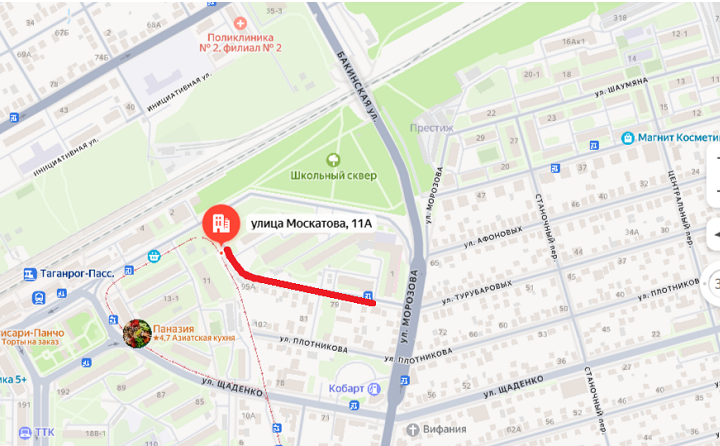 Перекрытый участок улицы Турубаровых. Фото Яндекс.карты