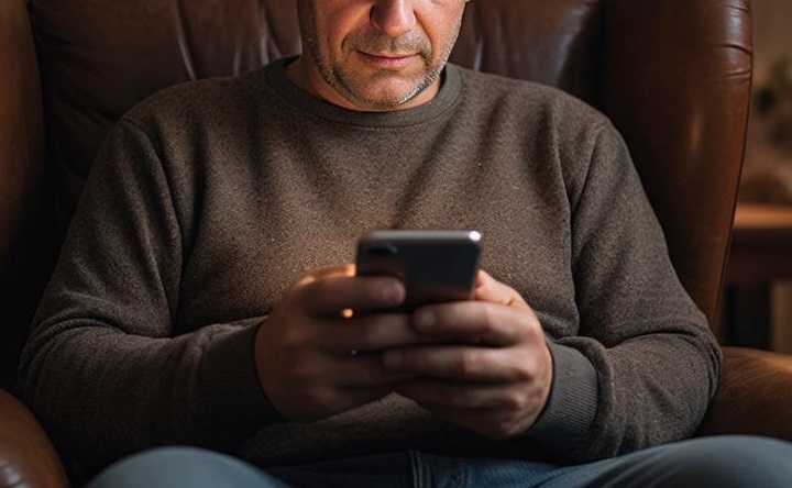 Мужчина со смартфоном. Изображение сгенерировано ИИ GigaChat