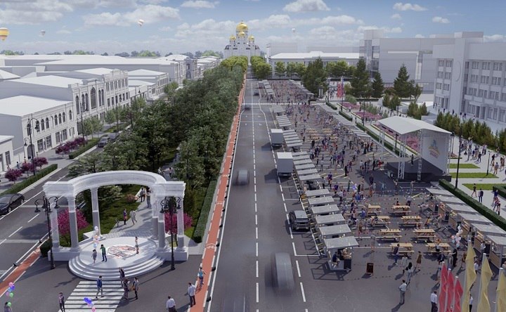 Визуализация проекта благоустройства Платовского. Слайд презентации 2024 года.